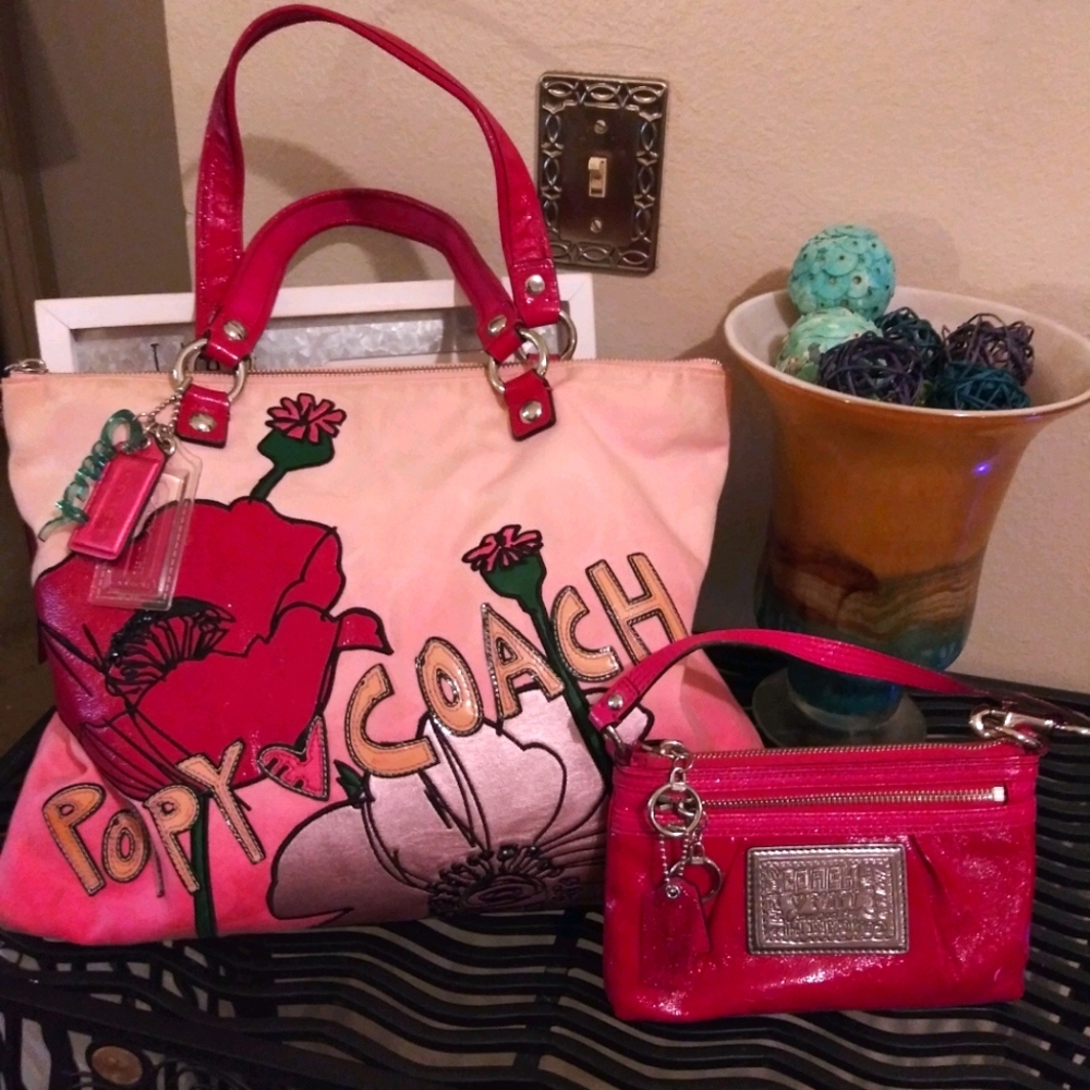 Large coach bag and large wristlet